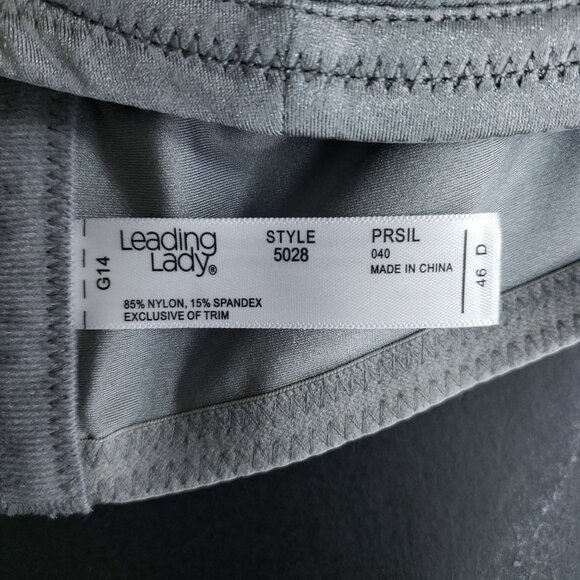 Leading Lady Seamless Full Figure Padded Underwire Bra 46D Gray Nylon/Spandex - Picture 5 of 6